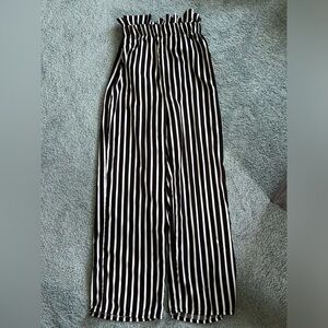 Pinstriped black dress pants
